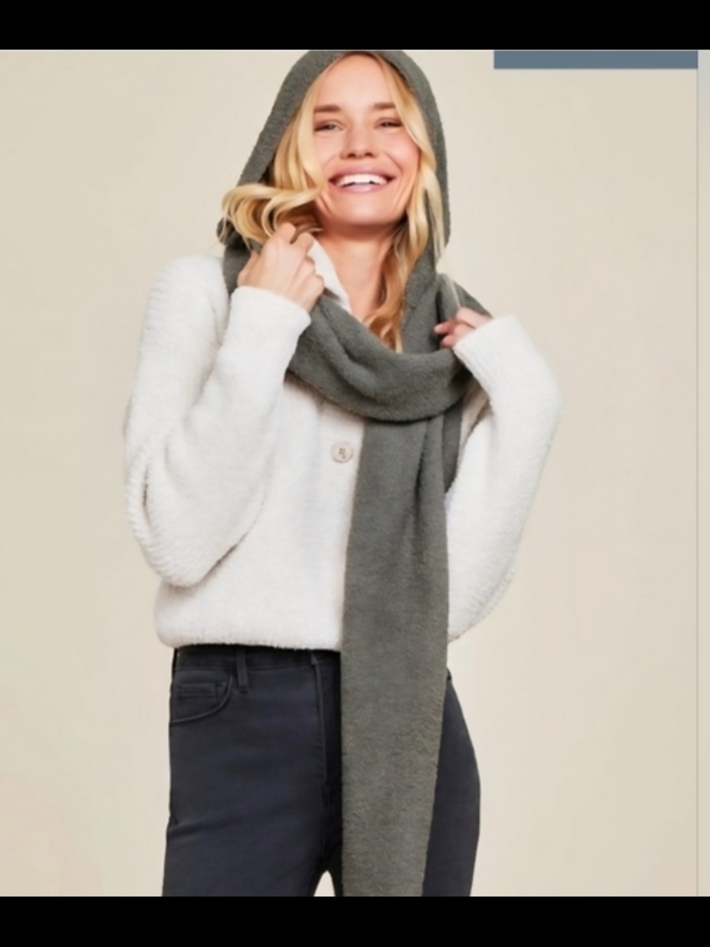 Barefoot Dreams Charcoal Gray Hooded Cozy Scarf Wrap